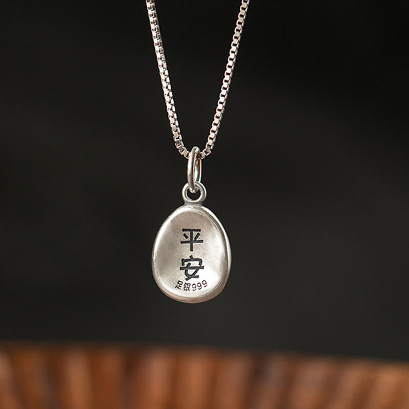 Spirituelle Halskette aus 999er Sterlingsilber mit Peace Joy Fu-Anhänger