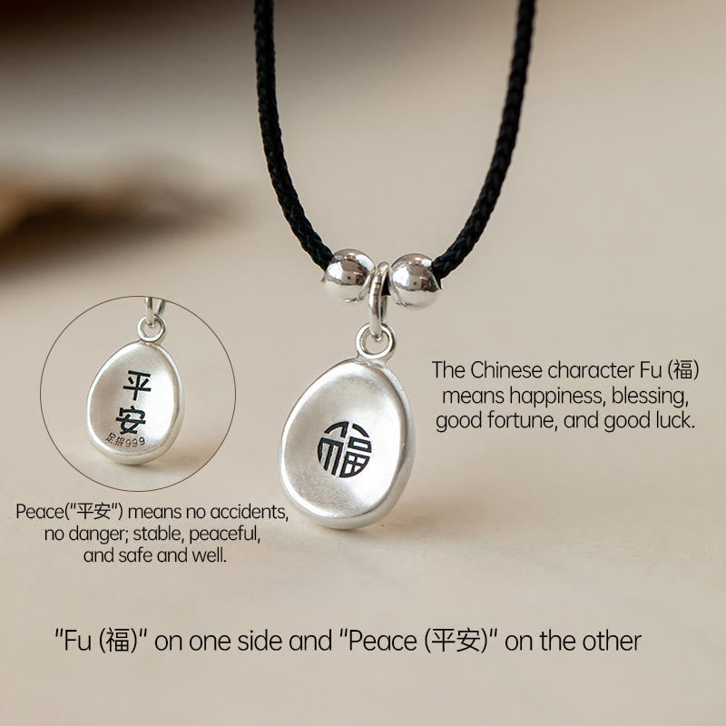 Spirituelle Halskette aus 999er Sterlingsilber mit Peace Joy Fu-Anhänger