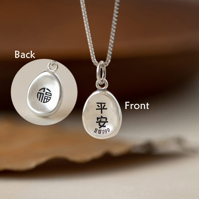 Spirituelle Halskette aus 999er Sterlingsilber mit Peace Joy Fu-Anhänger