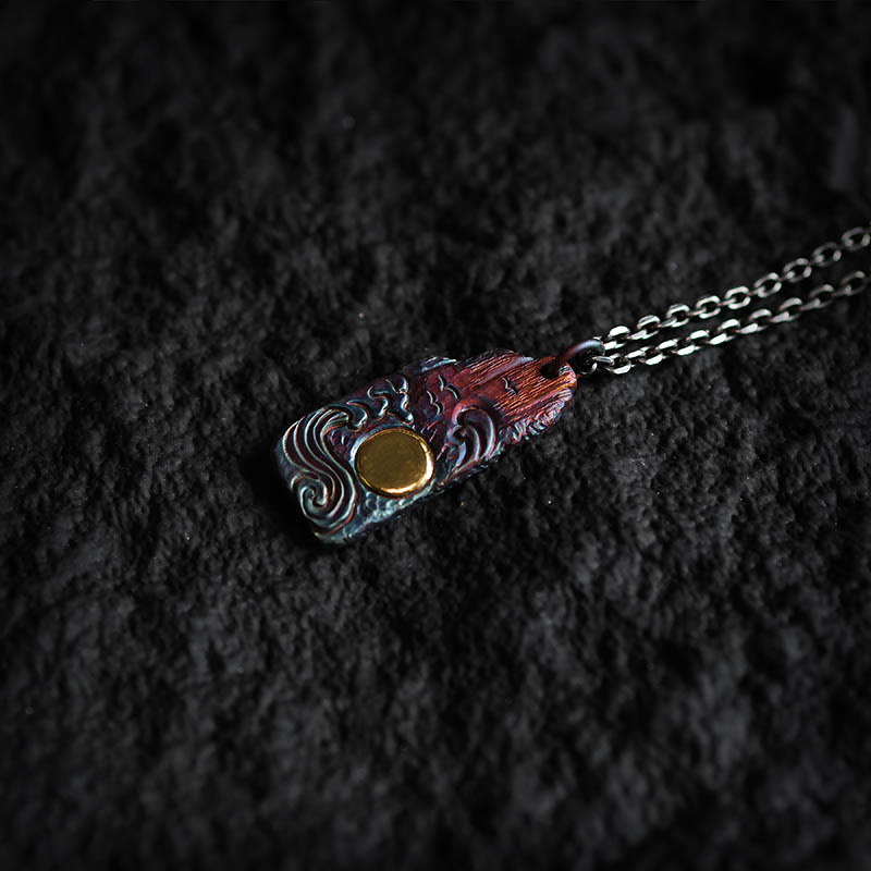 999 Sterling Silber Wellen Sonne Balance Spirituelle Halskette