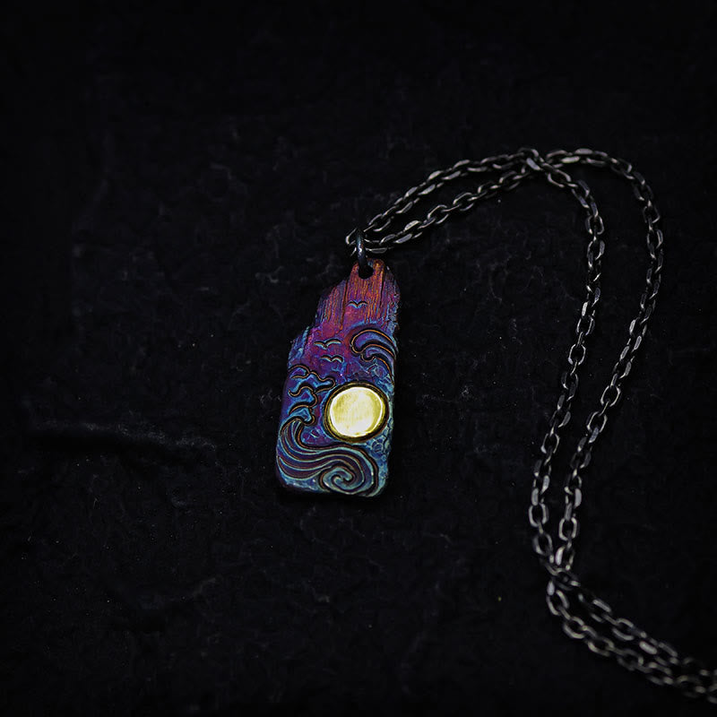 999 Sterling Silber Wellen Sonne Balance Spirituelle Halskette