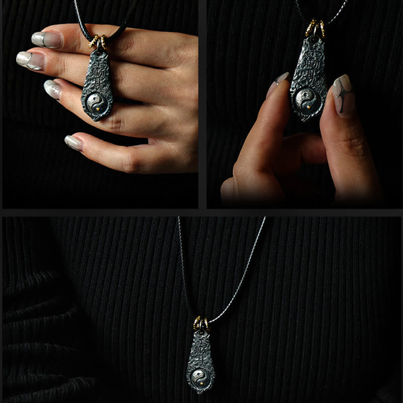 Yin-Yang-Harmonie-Halskettenanhänger aus 999er-Sterlingsilber