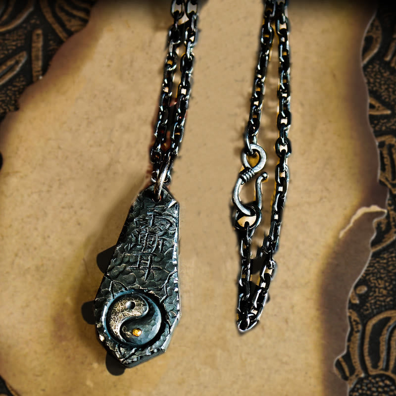 Yin-Yang-Harmonie-Halskettenanhänger aus 999er-Sterlingsilber