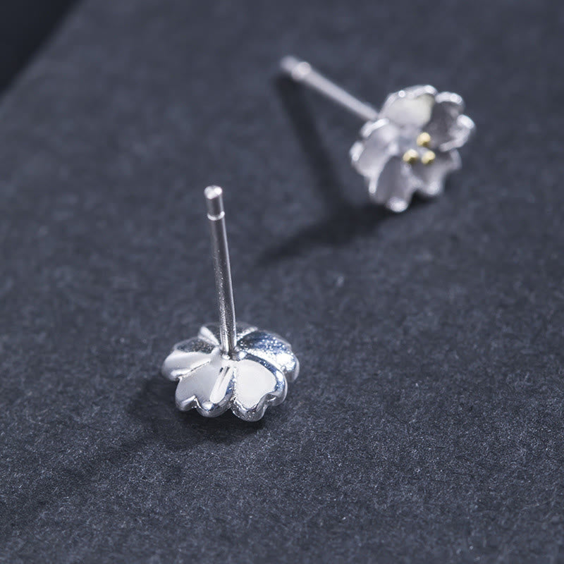 925 Sterling Silver Cherry Blossoms Floral Calm Stud Spiritual Earrings