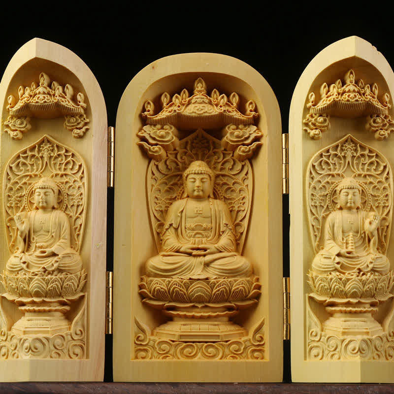 Hand-carved Boxwood Serenity Altar | Portable Prayer Altar Item