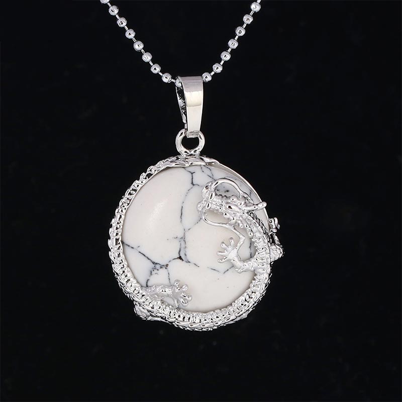 Natural Quartz Crystal Dragon Necklace Healing Energy Pendant