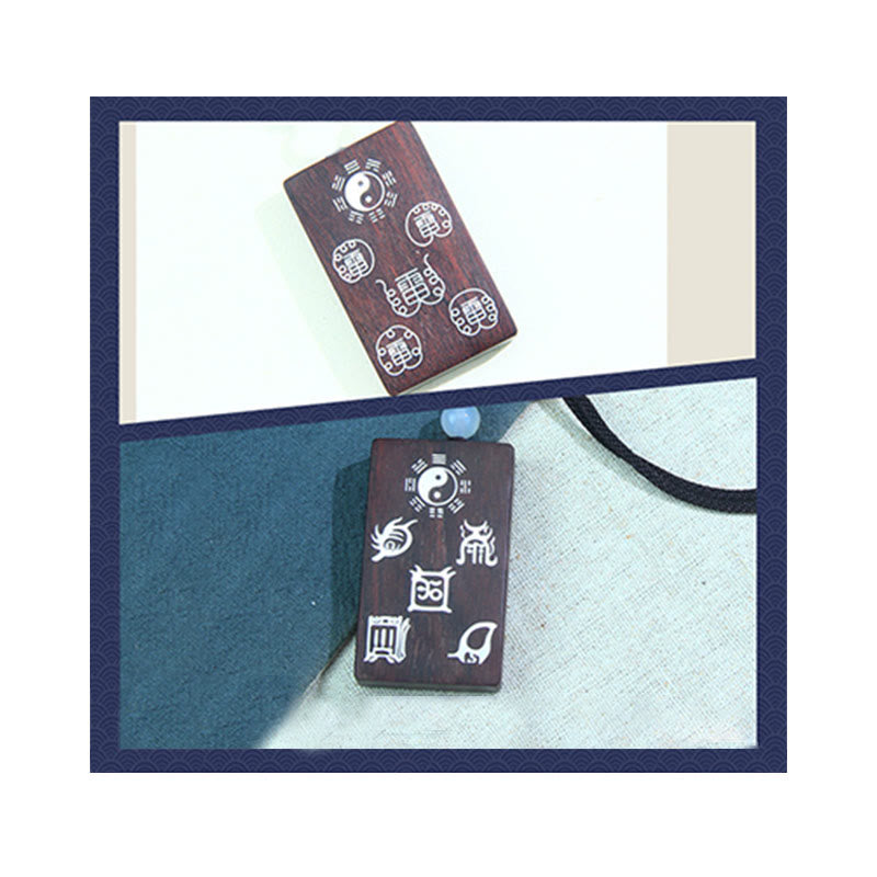 Sterling Silver Yin Yang Necklace with Red Sandalwood | Protection