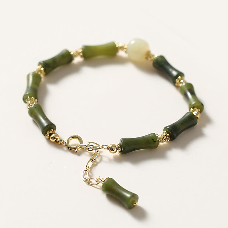 Glass Bead Bamboo Luck Strength Spiritual Bracelet