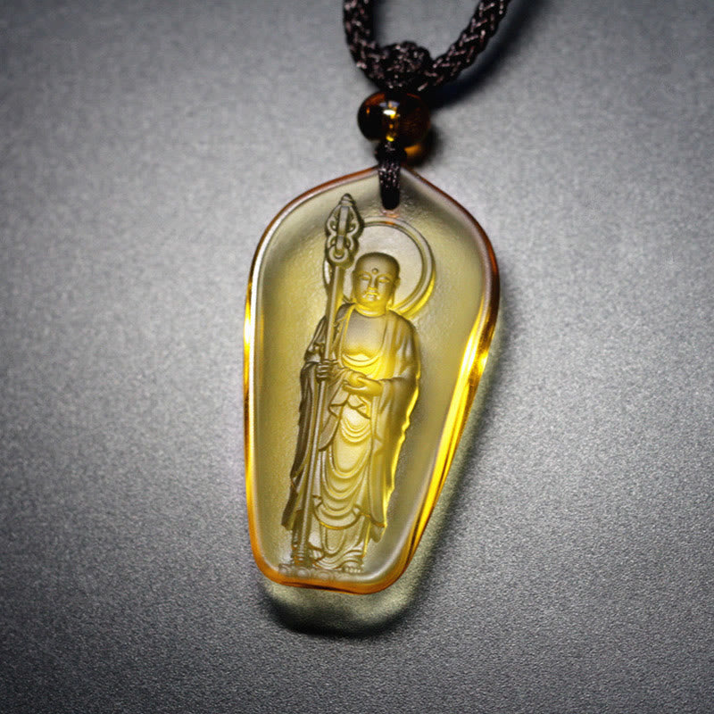 Ksitigarbha Liuli Crystal Serenity Buddha Necklace