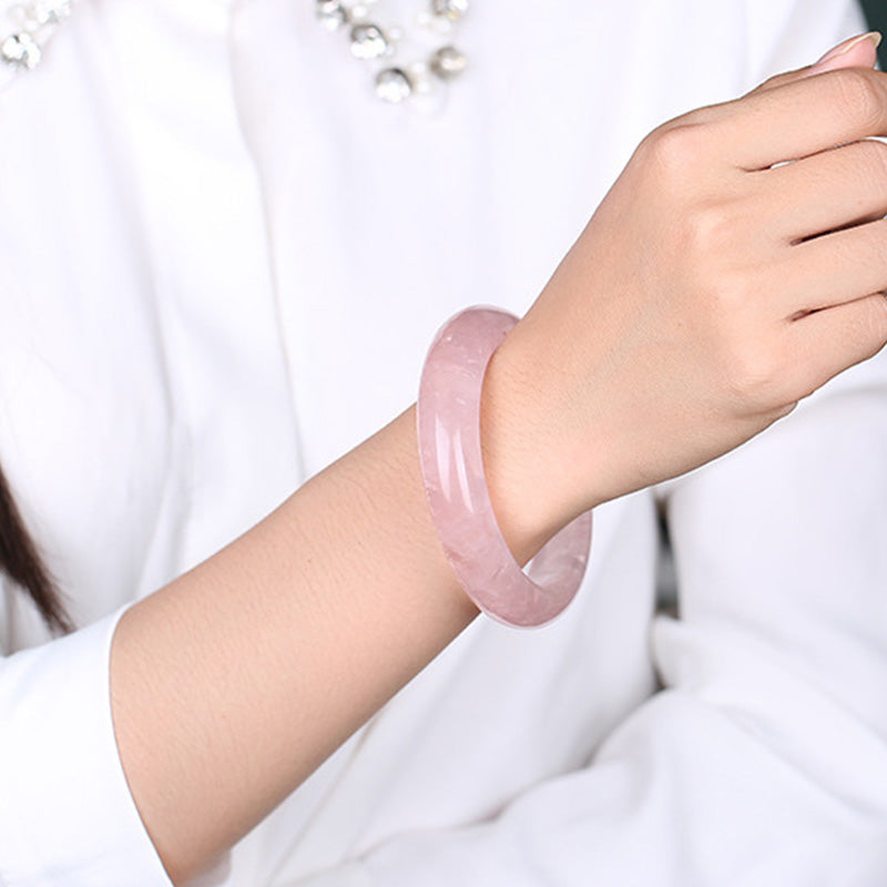 Natural Rose Quartz Love Caring Bangle Bracelet