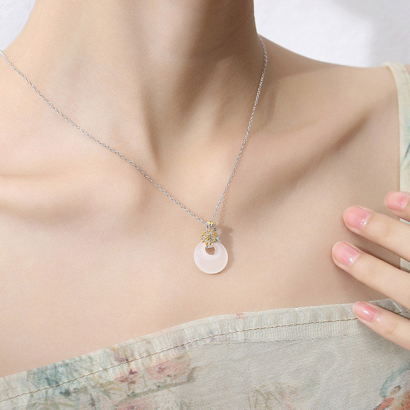 Halskette mit Chalcedon-Harmonie-Anhänger aus 925er Sterlingsilber