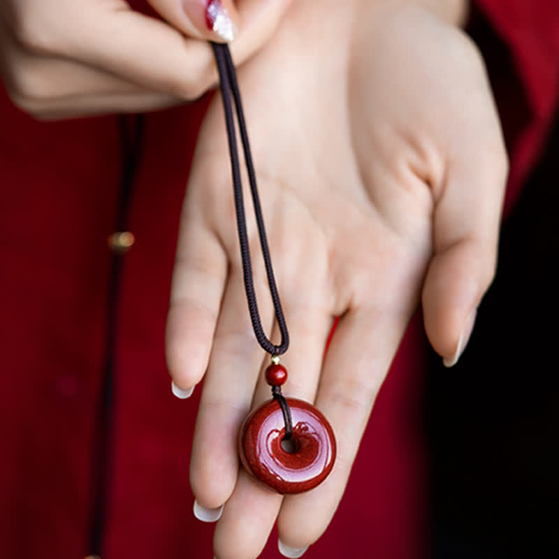 Peace Buckle Cinnabar Necklace | Calm Blessing Pendant