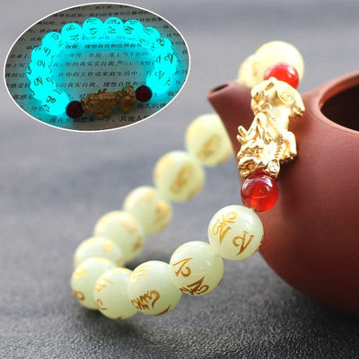 Unisex 16 mm Pixiu Glowstone Reichtumsarmband für Glück