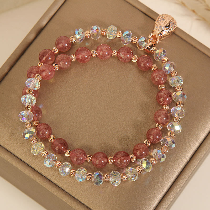 Strawberry Quartz Clear Quartz Energy Bracelet for Positivity