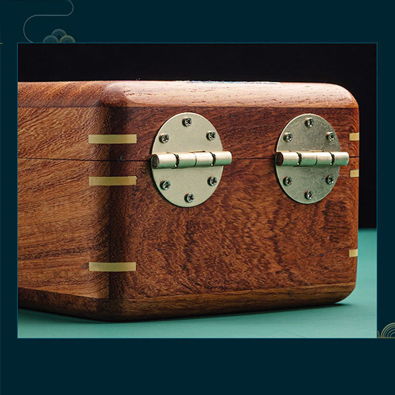 Schmuckschatulle aus Rosenholz mit antikem Blumenblatt-Design – handgefertigte Aufbewahrung