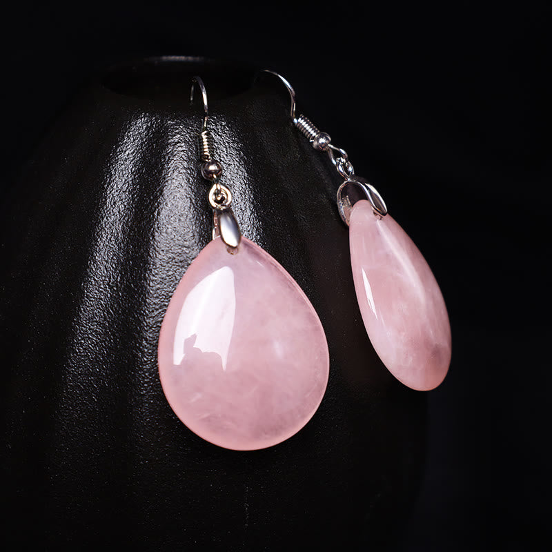 Green Aventurine Healing Drop Earrings with Pink Crystal & Tiger Eye