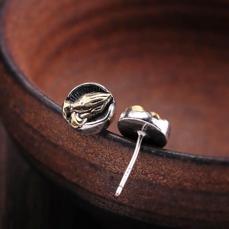 925 Sterling Silver Namaste Spiritual Stud Earrings for Equality & Protection