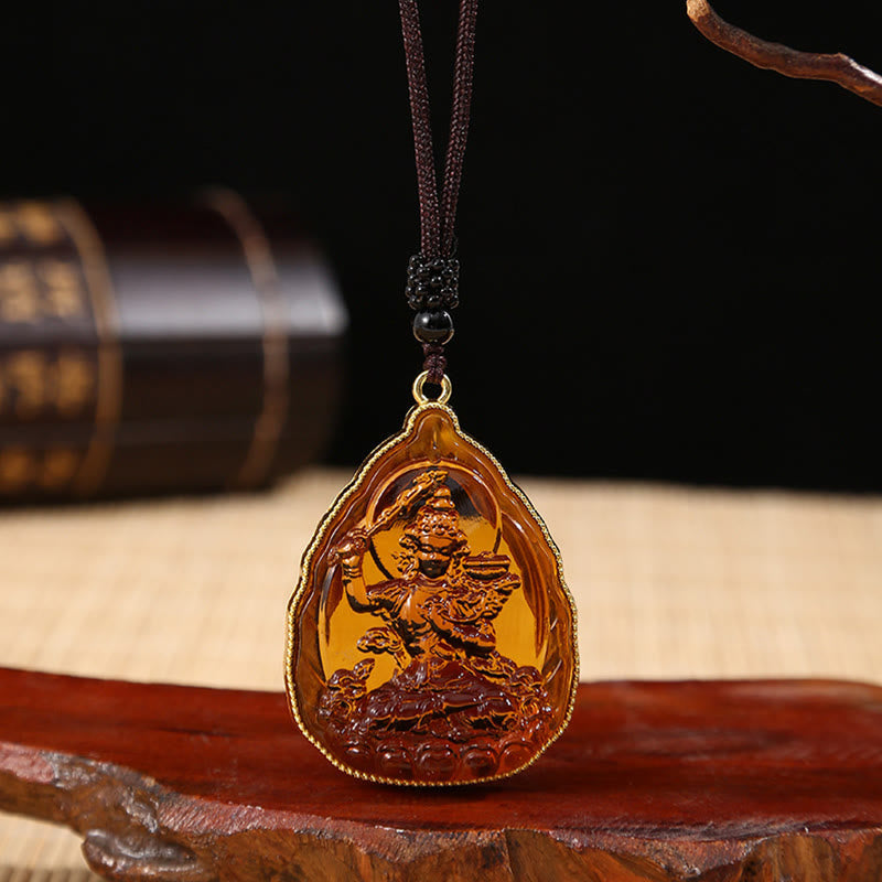 Liuli Crystal Buddha Necklace Pendant for Serenity & Luck