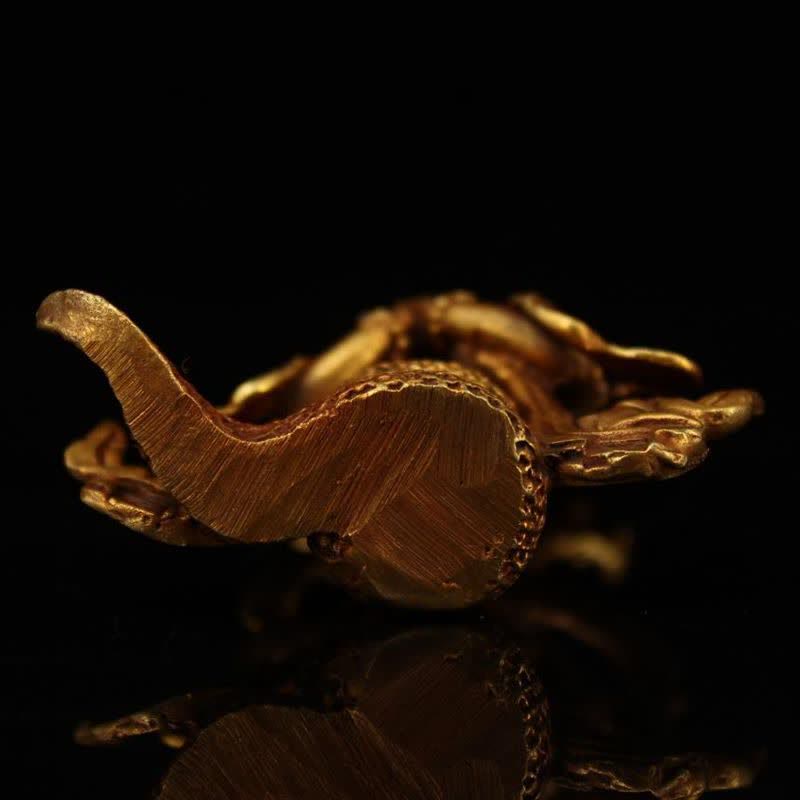 9 cm große Schutzstatue des Bodhisattva Nagarjuna aus Kupfer