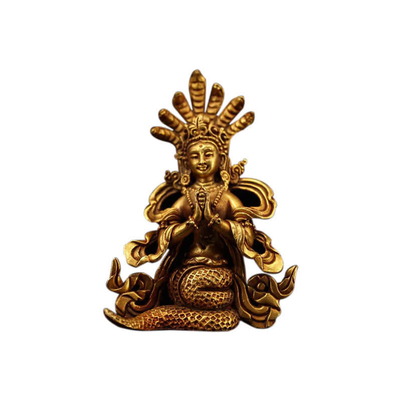 9 cm große Schutzstatue des Bodhisattva Nagarjuna aus Kupfer
