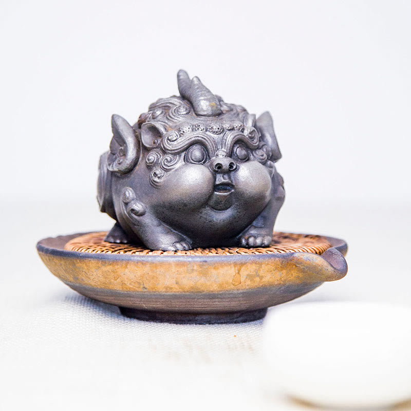 9 cm handgefertigte PiXiu-Reichtumsstatue, Eisenpulver-Harz-Skulptur