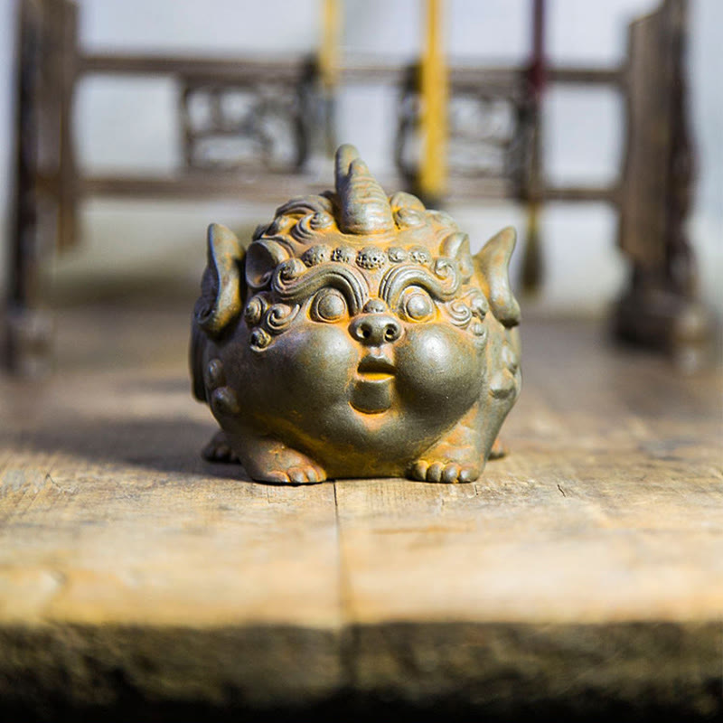 9 cm handgefertigte PiXiu-Reichtumsstatue, Eisenpulver-Harz-Skulptur