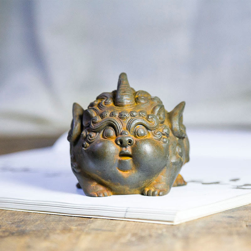 9 cm handgefertigte PiXiu-Reichtumsstatue, Eisenpulver-Harz-Skulptur