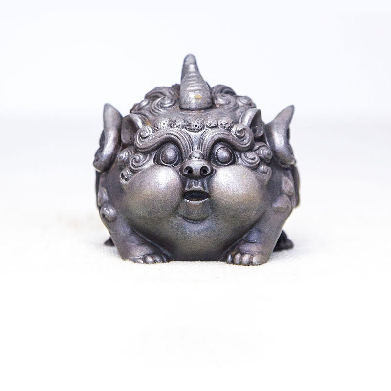 9 cm handgefertigte PiXiu-Reichtumsstatue, Eisenpulver-Harz-Skulptur