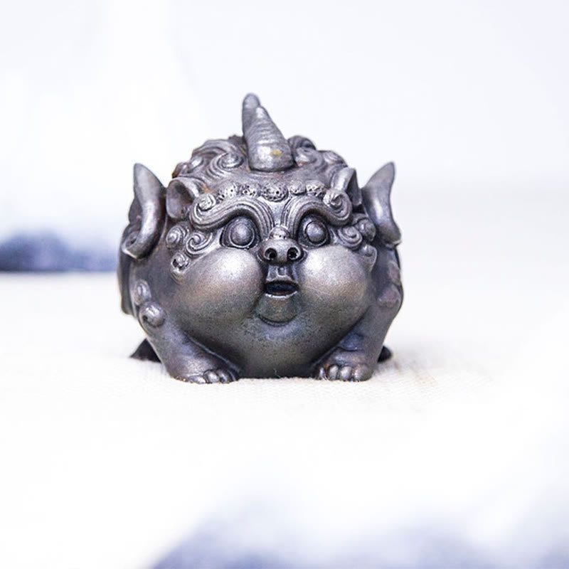 9 cm handgefertigte PiXiu-Reichtumsstatue, Eisenpulver-Harz-Skulptur