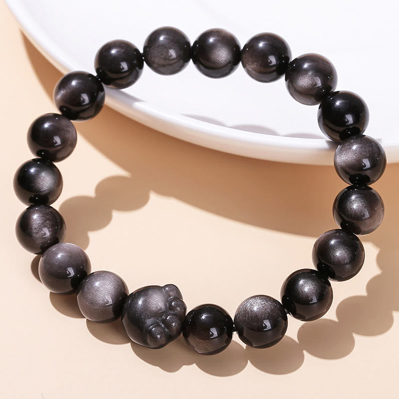 Silver Sheen Obsidian 8mm Communication Bracelet
