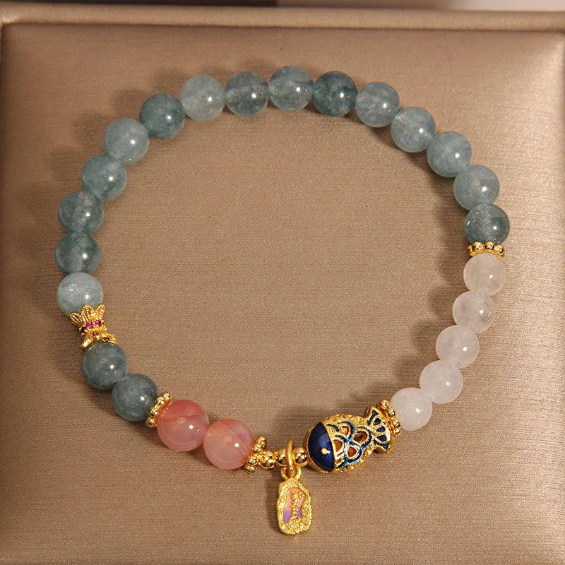 Jade & Koi Fish Charm Bracelet | Luck & Prosperity Wrist 14-16cm
