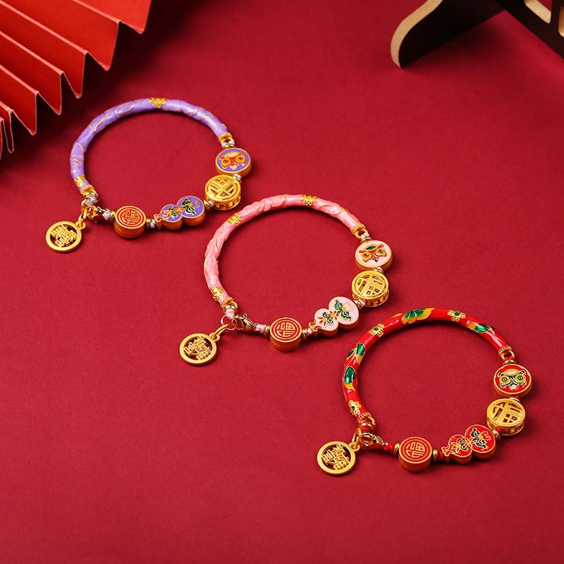 Copper Tibetan Gourd Fortune Happiness Lion Wealth Luck Bracelet