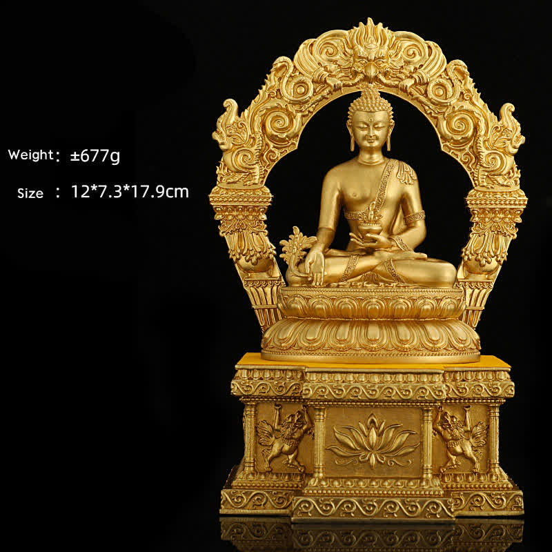 Copper Buddha Statue | Shakyamuni Amitabha Medicine Buddha Figurine
