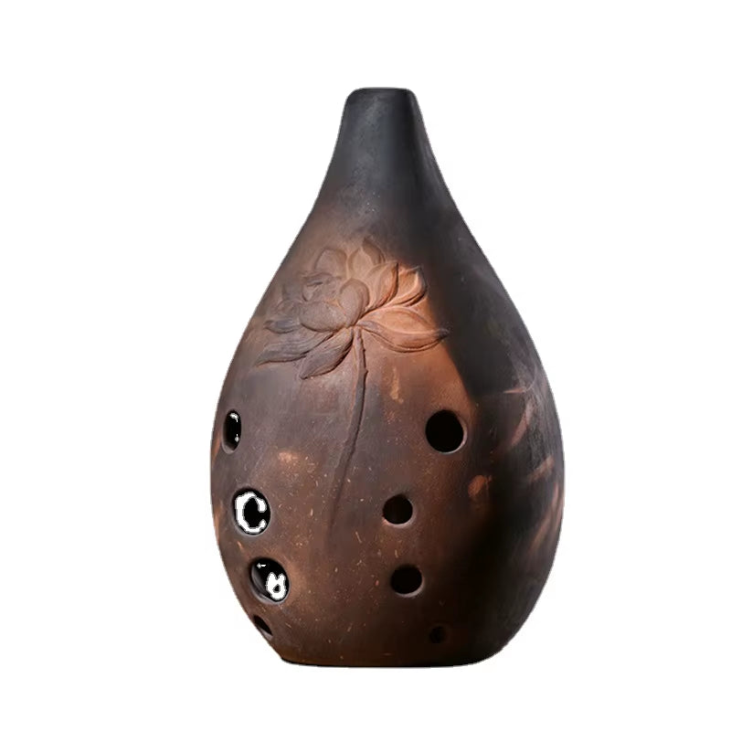 10 Holes Ceramic Xun Ocarina Vintage Smoked Tao Xun Ocarinas E F G Tone Music Flute Chinese Traditional Musical Instrument Gifts