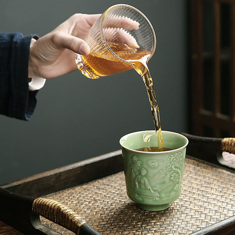 Ceramic Teacup with Zen Landscape Art | 130-195ml Capacity