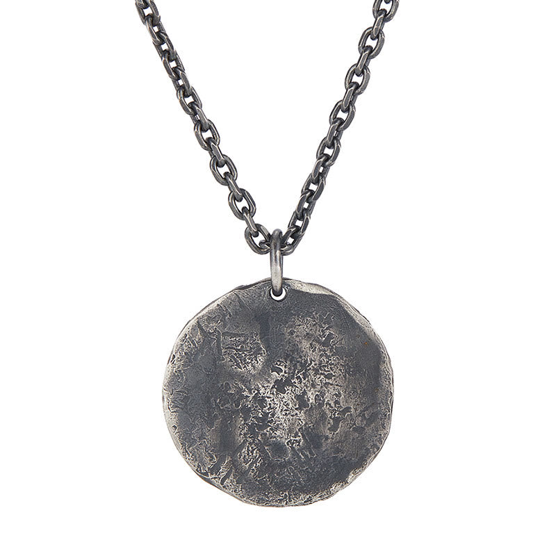 990 Sterling Silver Yin Yang Hammer Texture Harmony Necklace