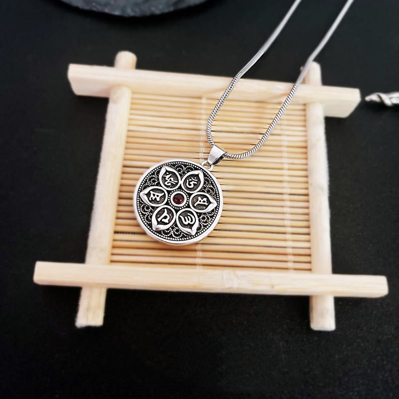 Om Mani Padme Hum Halskette | Tibetischer Anhänger aus Kupfer und Silber