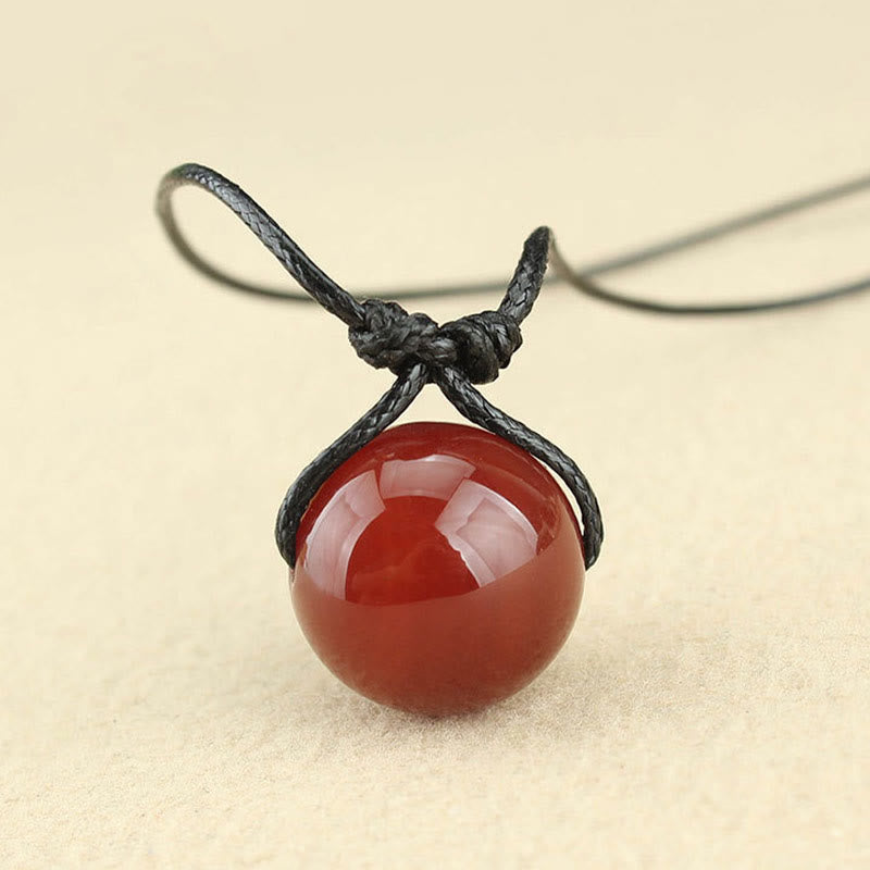 Red Agate Confidence Necklace | Leather Rope Pendant