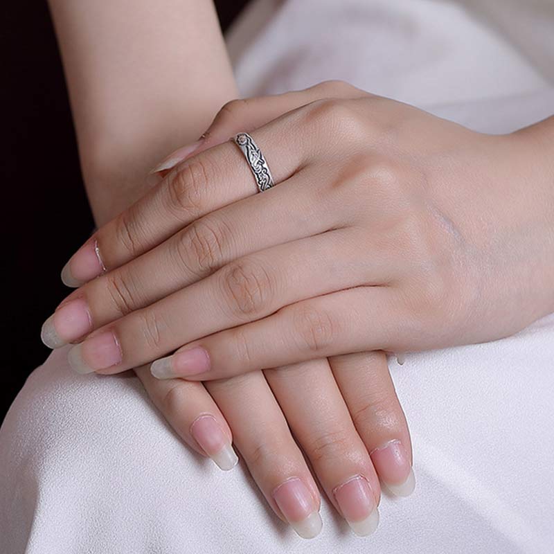 Adjustable 999 Sterling Silver Lotus Flower Enlightenment Ring