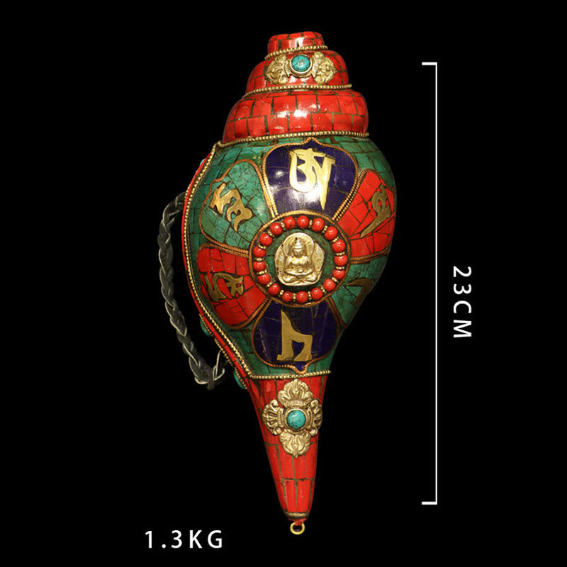Tibetische handgefertigte Shankha-Muschel 23 cm | Zen-Dekor