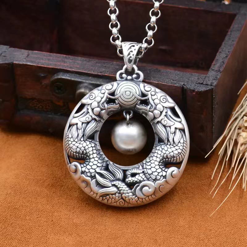 Copper Dragon Necklace Protection & Success Pendant