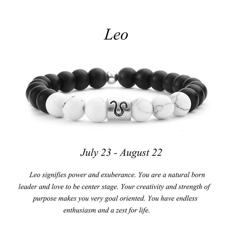 8mm White Turquoise Zodiac Bracelet for Protection & Fortune