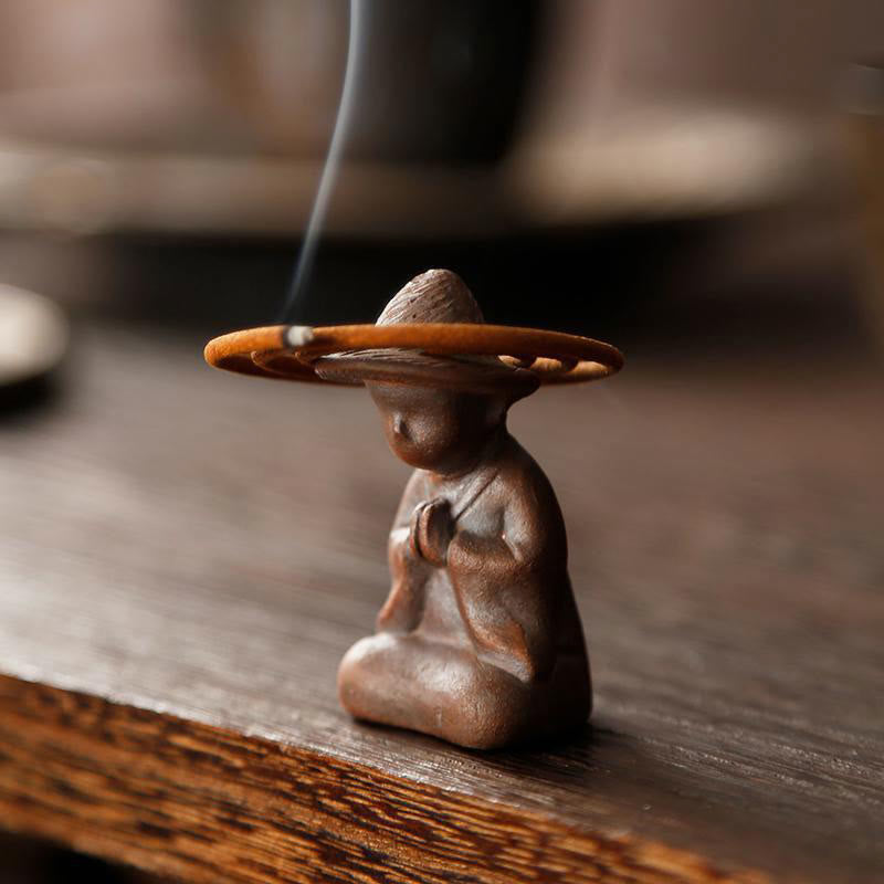 Small Person Meditation Ceramic Incense Burner