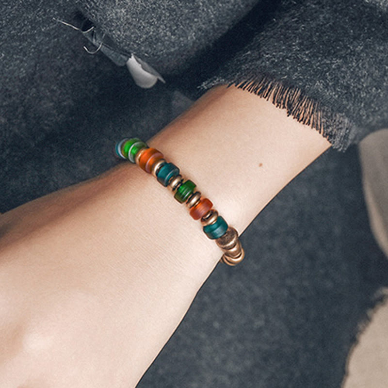 9 mm Kupferfarbene Glasperlen Spirituelles Armband für Reichtum