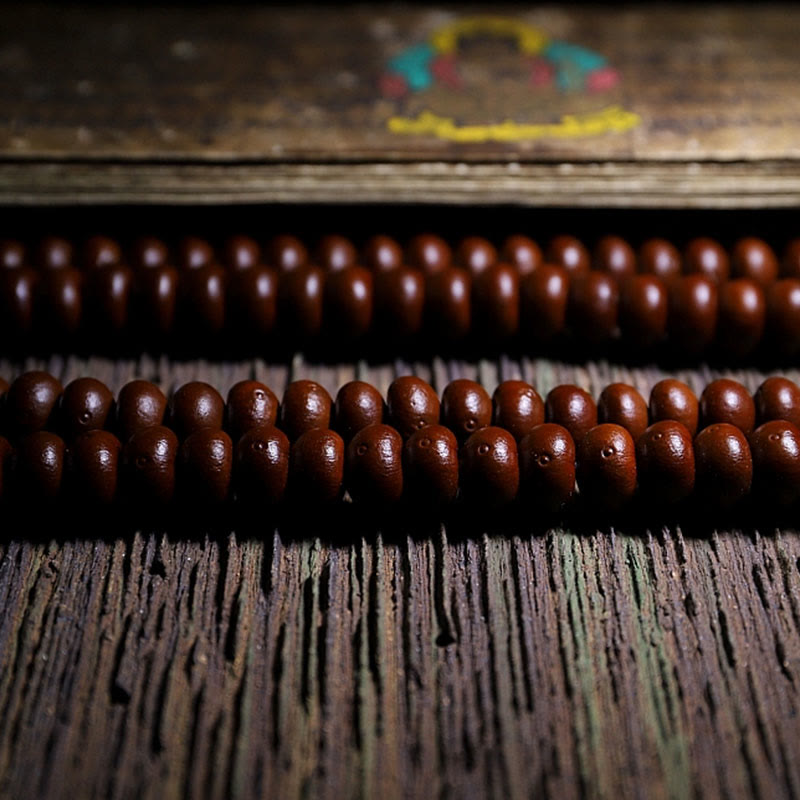 9 mm lila Bodhi Seed Mala Armband mit dreiäugigen Dzi-Perlen für Harmonie