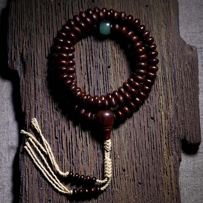 9 mm lila Bodhi Seed Mala Armband mit dreiäugigen Dzi-Perlen für Harmonie