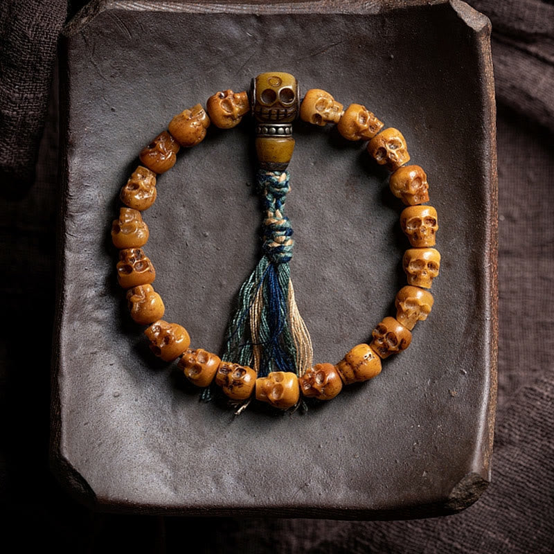 9 mm tibetisches Yakknochen-Armband für spirituellen Schutz
