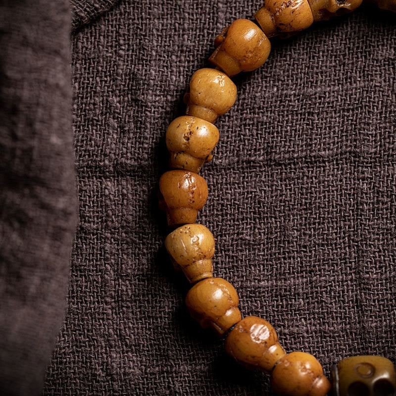 9 mm tibetisches Yakknochen-Armband für spirituellen Schutz