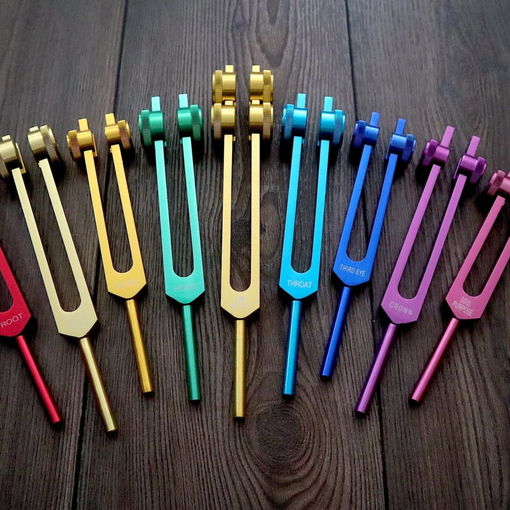 9pc Chakra Tuning Fork Set for Healing & Sound Therapy - On sale