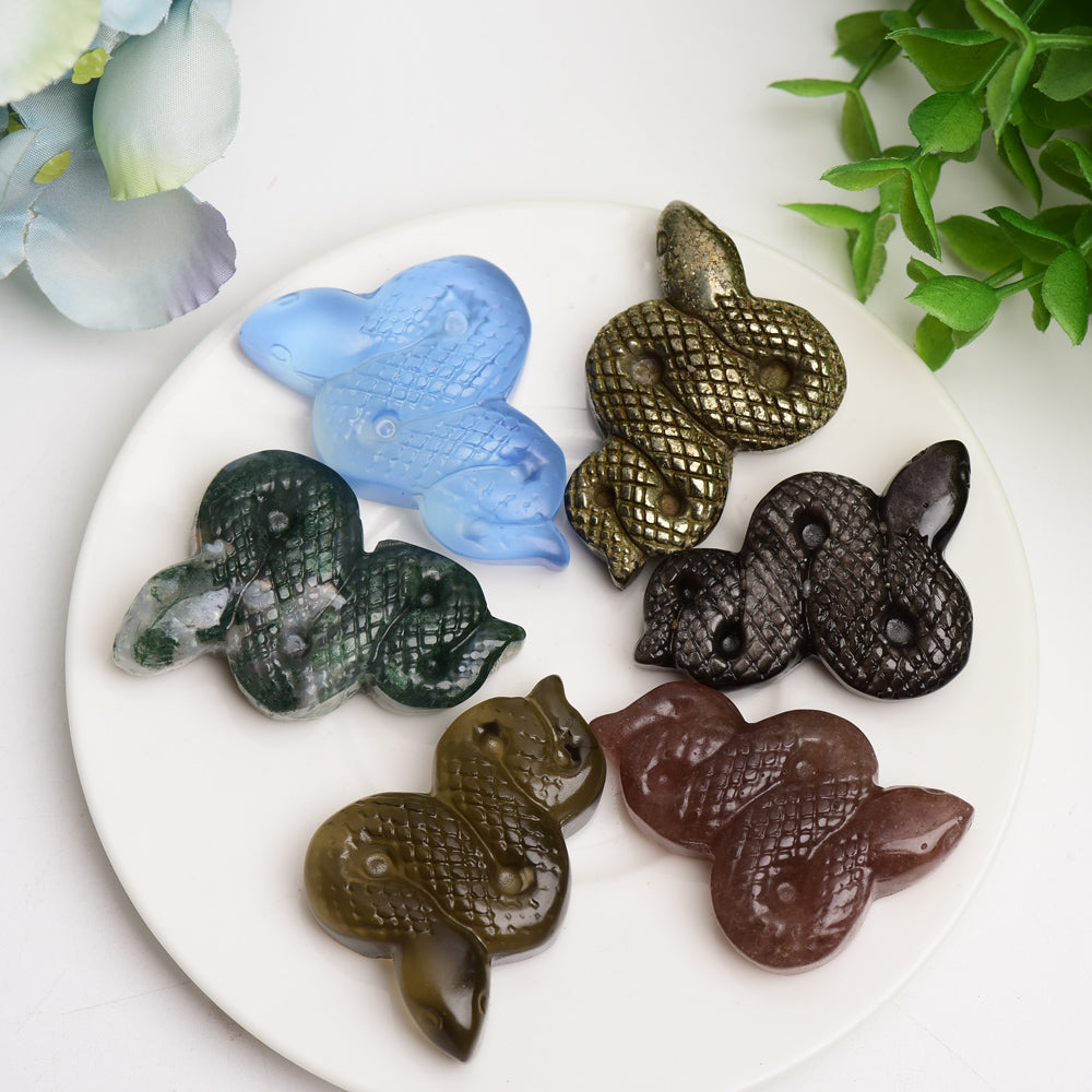 2.0 inch Mixed Crystal Snake Carving for Spiritual Healing